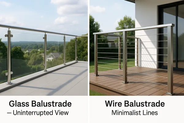 Glass Balustrade vs Wire Balustrade