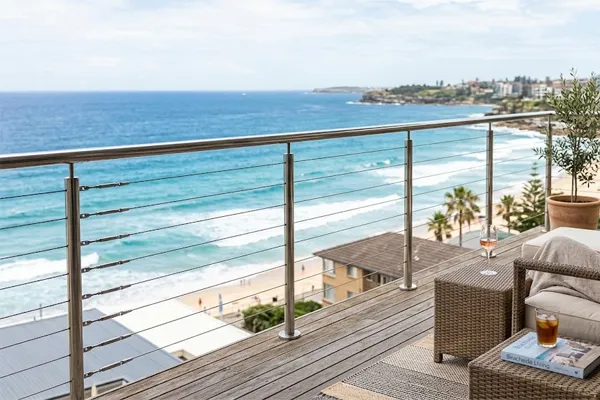cable railing for a seaside apartment balcony